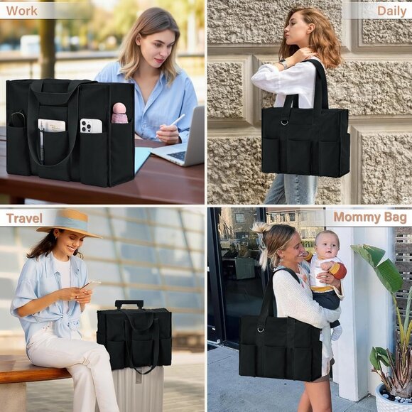 Multi-Purpose Large Tote Bag for Work or School - Waterproof & Organizer Design - Picture 6 of 7